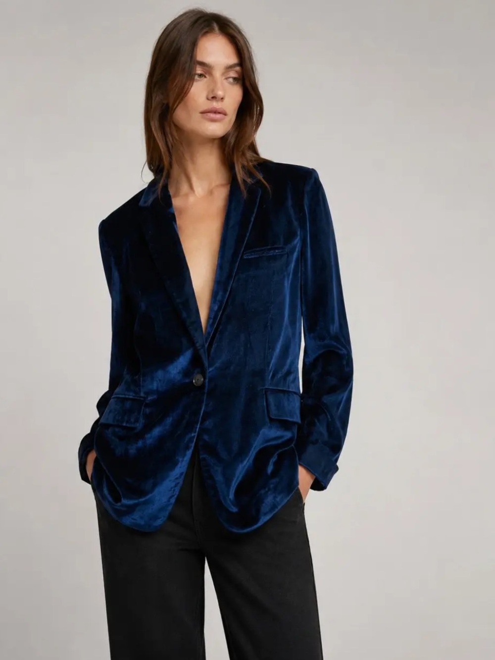 LIKE NEW rag & bone Midnight Blue Velvet Tailored Blazer Size S / 4